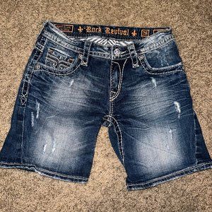Rock Revival Lydia Easy Shorts Size 26 Dark Rinse Bermuda